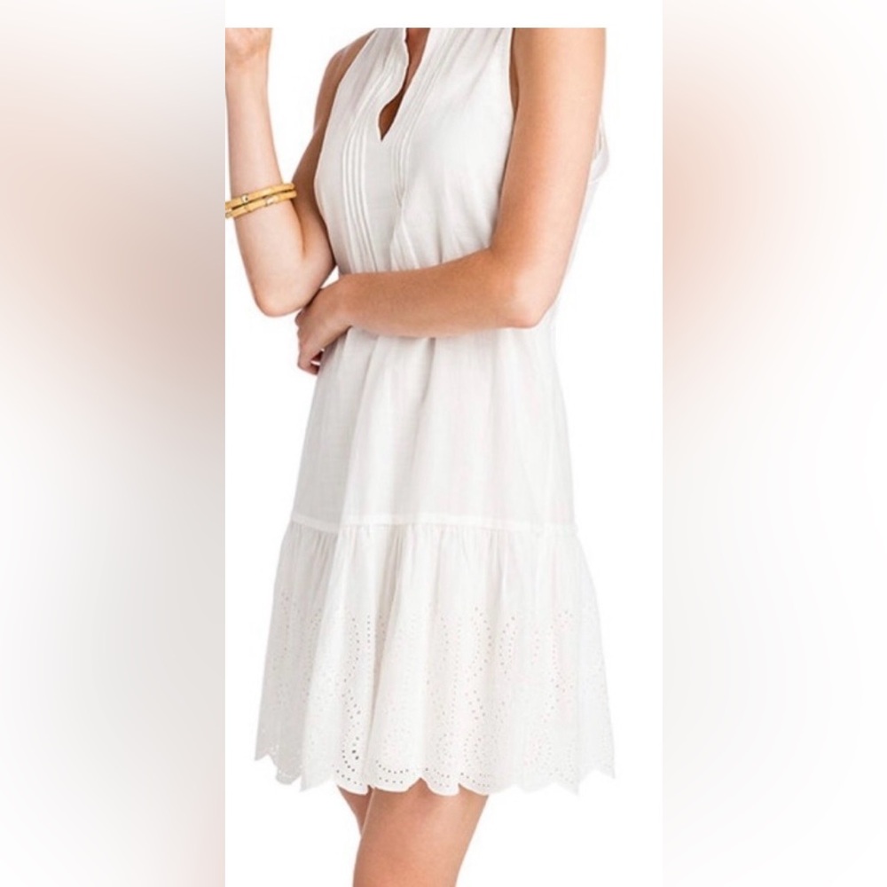 Vineyard Vines White Cap Pintuck Eyelet sleeveless swing dress XS style 2G0159